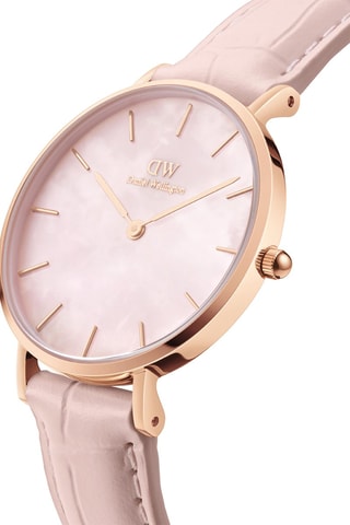 Leren Quartz Horloge Petite - 32 mm - Roze en Roségoudkleurig