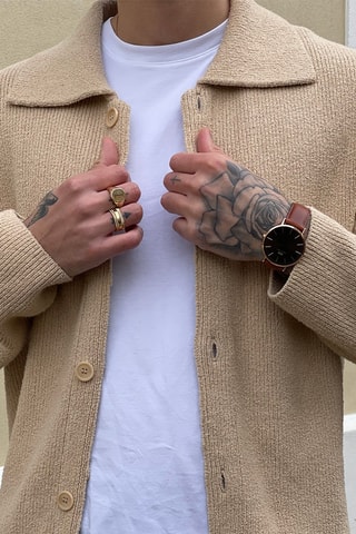 Leren en Doublé Roségoud Quartz Horloge Classic St Mawes - 40 mm