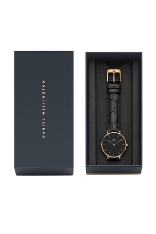 Leren en Doublé Roségoud Quartz Horloge Petite Reading - 28 mm