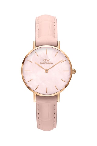 Leren Quartz Horloge Petite - 28 mm - Roze en Roségoudkleurig