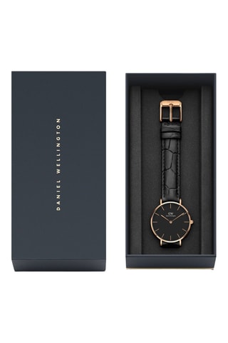 Leren Quartz Horloge Petite 32 Reading - Zwart en Roségoudkleurig