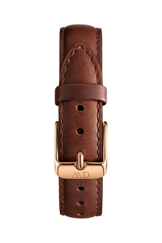 Leren Quartz Horloge Petite 32 St Mawes - Bruin en Roségoudkleurig