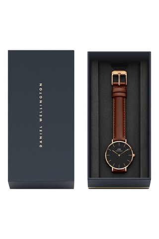 Leren Quartz Horloge Petite 32 St Mawes - Bruin en Roségoudkleurig