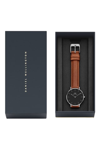 Leren Quartz Horloge Petite 28 Durham S Black- Bruin en Zilverkleurig