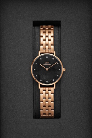 Roestvrijstalen Quartz Horloge met Parelmoer Petite Lumine 28 - Roségoudkleurig en Zwart