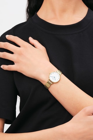 Roestvrijstalen Quartz Horloge Petite Roman - Goudkleurig en Wit