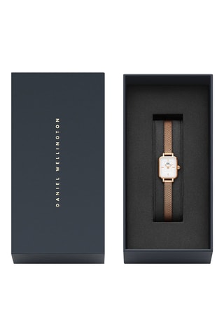 Roestvrijstalen Quartz Horloge Quadro Mini - Roségoudkleurig en Wit