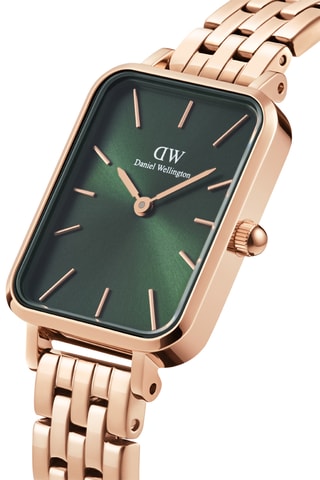 Stalen Quartz Horloge - Roségoudkleurig en groen