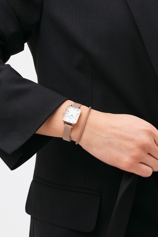 Stalen Quartz Horloge - Roségoudkleurig en wit