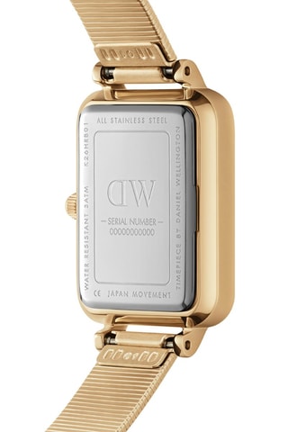 Stalen Quartz Horloge Quadro 20 x 26 cm - Goudkleurig en Wit