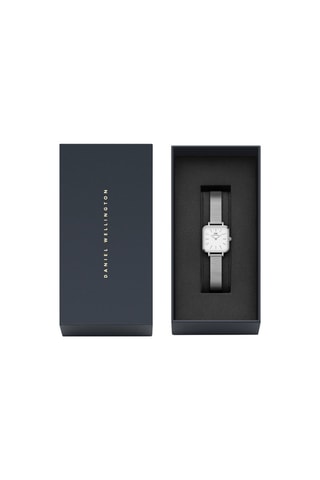 Stalen Quartz Horloge Studio - 22 x 22 mm - Zilverkleurig en wit 