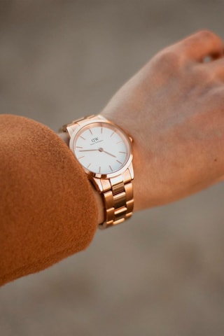 Stalen Quartz Horloge Iconic Link - 36 mm - Roségoudkleurig en wit