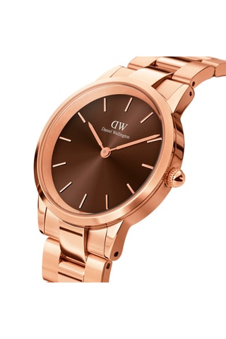Reloj de acero Iconic Link Amber - 28 mm - Rosa dorado y marrón