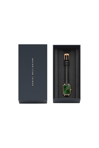 Reloj de cuarzo de piel Forest - 20 x 26 mm - Negro y rosa dorado