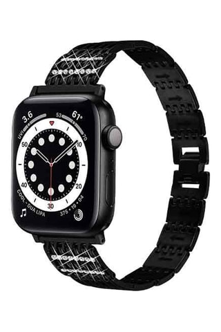 Horlogeband Apple Watch 38/40 & 41 mm - Zwart Roestvrij Staal en Strass