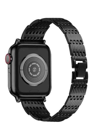 Horlogeband Apple Watch 38/40 & 41 mm - Zwart Roestvrij Staal en Strass