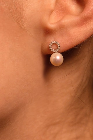 Boucles d'oreilles Cairns - Or blanc, diamants et perles de culture