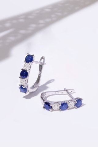 Boucles d'oreilles Port Royal - Or blanc, diamants et saphirs