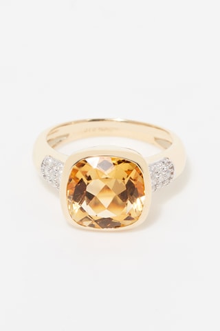 Bague Sucre d'Orge - Or jaune, diamants et citrine