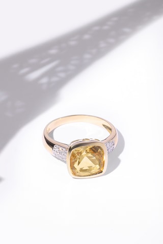 Bague Sucre d'Orge - Or jaune, diamants et citrine