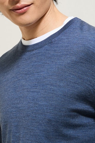 Merinoswollen Trui - Gemêleerd Donkerblauw