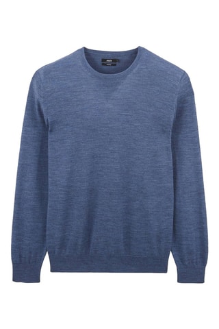 Merinoswollen Trui - Gemêleerd Donkerblauw