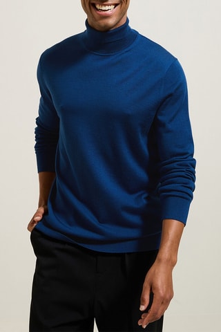 Merinoswollen Trui - Kobaltblauw