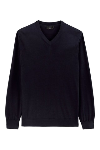 Merinoswollen Trui - Marineblauw