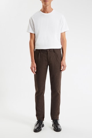 Pantalon slim en laine - Marron