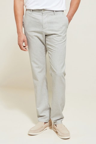 Pantalon droit en lin - Gris clair