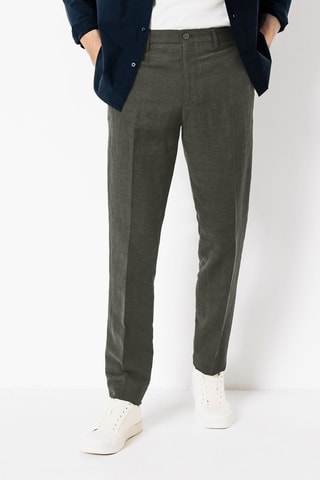 Pantalon en lin - Vert foncé