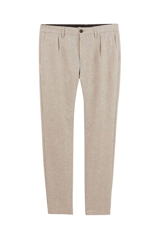 Chino slim en laine - Gris clair chiné