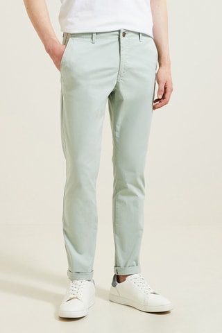 Chino slim en coton biologique - Vert d’eau - Longueur 34