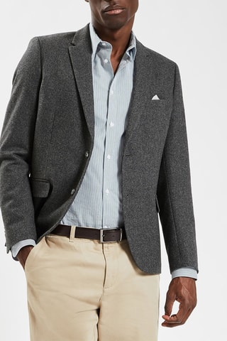 Veste slim en laine - Gris chiné