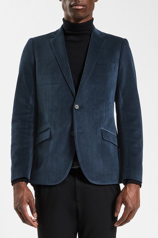 Veste slim en velours - Bleu marine
