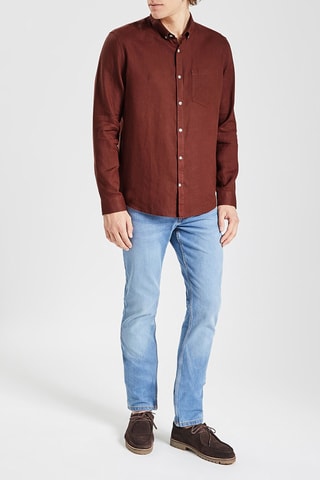 Chemise regular en lin - Marron