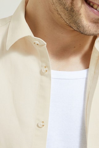Chemise regular en lin - Ecru