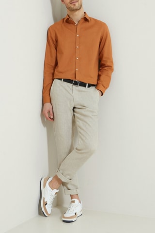 Chemise regular en lin - Camel