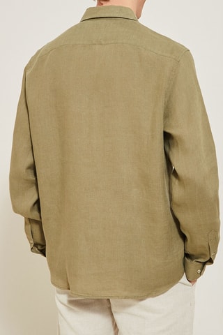 Chemise regular en lin - Kaki