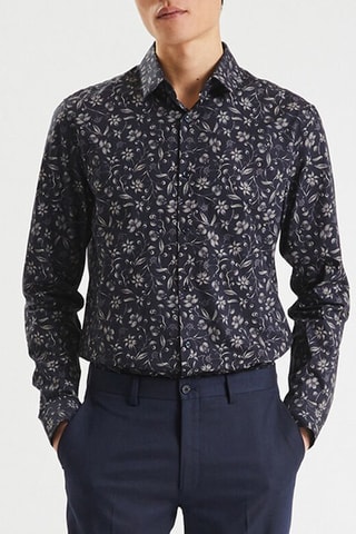 Chemise regular en coton biologique - Bleu marine