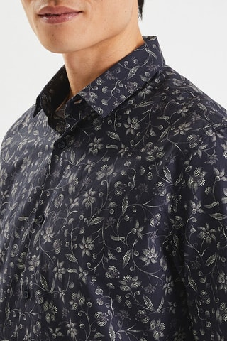 Chemise regular en coton biologique - Bleu marine