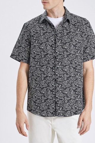 Chemise regular en lin - Noir