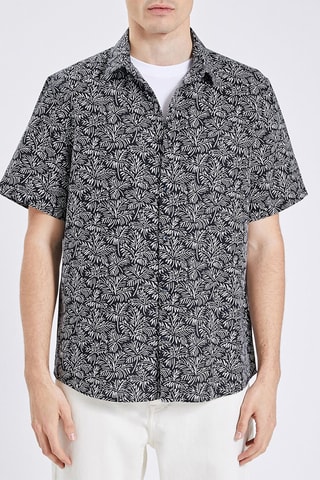 Chemise regular en lin - Noir