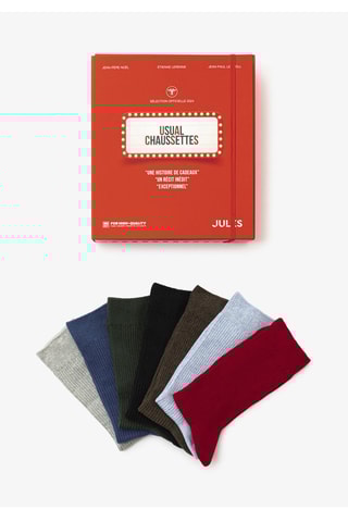 7 paires de chaussettes en coton biologique - Gris et rouge