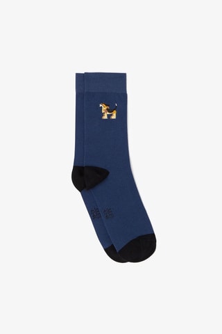 Chaussettes en coton biologique - Bleu cobalt et noir