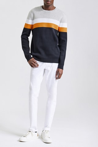 Sweat - Gris clair chiné et bleu marine 