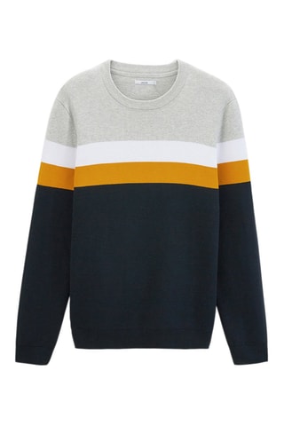 Sweat - Gris clair chiné et bleu marine 