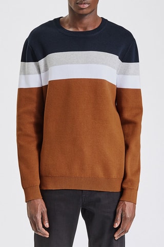 Sweater - Marineblauw en Camel