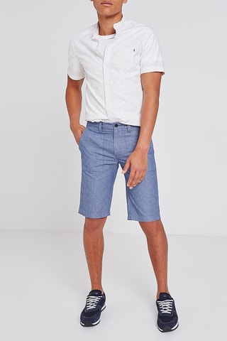 Bermuda chino en lin  - Bleu