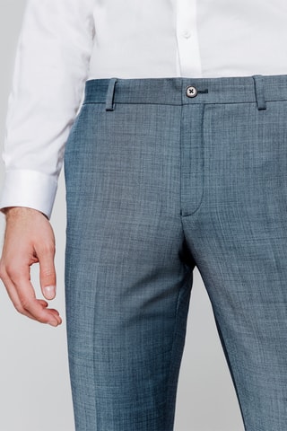 Pantalon de costume droit en laine - Bleu